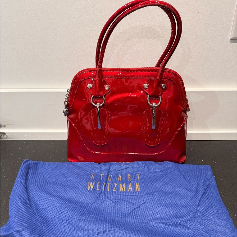 Stuart Weitzman Shiny Red Patent Leather Tote